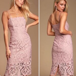 Bardot Blush Lace Midi Dress
